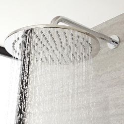 Duschkopf Messing Rund - 200mm - mit abgerundetem Arm