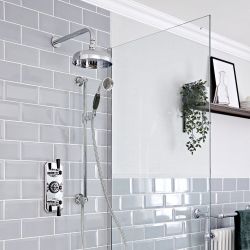 Duschsystem mit Unterputz-Thermostat – Funktionen wählbar – Chrom/Schwarz – Elizabeth
