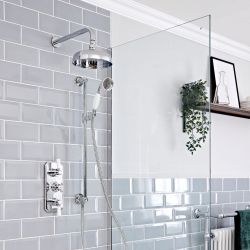 Duschsystem mit Unterputz-Thermostat – Funktionen wählbar – Chrom/Weiß – Elizabeth