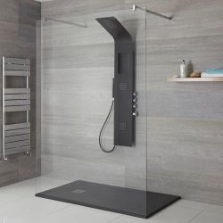 Duschpaneel mit Thermostat – mit Duschkopf, Handbrauseset und Körperdüsen - Schwarz – Stamford
