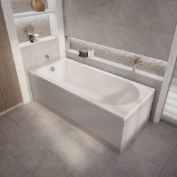 Einbaubadewanne mit einer Rückenschräge - Größe, Seiten- & Endverkleidung wählbar – Covelly