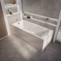 Einbaubadewanne mit einer Rückenschräge - Größe, premium Seiten- & Endverkleidung wählbar – Sandford