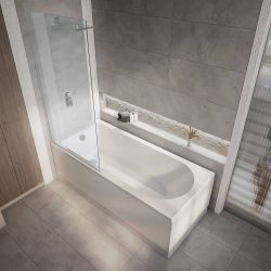 Duschbadewanne inkl. Badewannenaufsatz (Farbe wählbar)  – Größe, Seiten- & Endverkleidung wählbar – Covelly