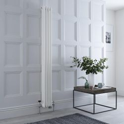 Gliederheizkörper Mischbetrieb (3-säulig) vertikal 1800mm x 200mm inkl. 800W Heizelement, WLAN-Thermostat und Ventil wählbar - Weiß – Regent