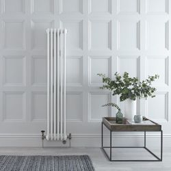 Gliederheizkörper Mischbetrieb (3-säulig) vertikal 1500mm x 290mm inkl. 1000W Heizelement, WLAN-Thermostat und Ventil wählbar - Weiß – Regent