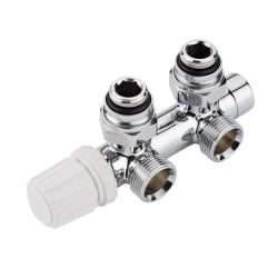 Hudson Reed - Chrom Hahnblockwinkelventil mit verchromten Thermostatkopf und wählbaren Adaptern