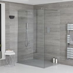 Walk-In Dusche mit Duschwanne mit Schiefer-Effekt in Anthrazit - Wählbare Größe - Portland