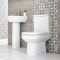 Badezimmerset Säulenwaschbecken & WC mit aufgesetztem Spülkasten und Badewanne - Covelly