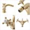 Hudson Reed Elizabeth - Bidet Armatur mit Zugstangen-Ablaufgarnitur & Kreuzgriffen - satiniertes Gold