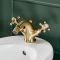 Hudson Reed Elizabeth - Bidet Armatur mit Zugstangen-Ablaufgarnitur & Kreuzgriffen - satiniertes Gold
