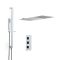 Eckiges Dusch-Thermostat mit flachem Wand-Duschkopf und Brausestangenset, Chrom - Kubix