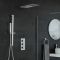Eckiges Dusch-Thermostat mit flachem Wand-Duschkopf und Brausestangenset, Chrom - Kubix