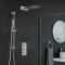 Rundes Dusch-Thermostat mit schmalem Duschkopf und Brausestangenset, Chrom - Como