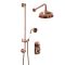 Retro-Duschsystem mit Unterputz-Thermostat – inkl. 205mm rundem Wand-Duschkopf und Brausestangenset - satiniertes Kupfer – Elizabeth