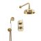 Retro-Duschsystem mit Unterputz-Thermostat – inkl. 205mm rundem Wand-Duschkopf und Handbrauseset - satiniertes Gold – Elizabeth