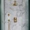 Retro-Duschsystem mit Unterputz-Thermostat – inkl. 205mm rundem Wand-Duschkopf und Handbrauseset - satiniertes Gold – Elizabeth