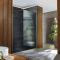 Walk-In Dusche mit geriffeltem Glas | Schwarz, Nischeneinbau - inkl. Duschwanne mit Schiefer-Effekt (Finish wählbar) – Größe wählbar - Florence
