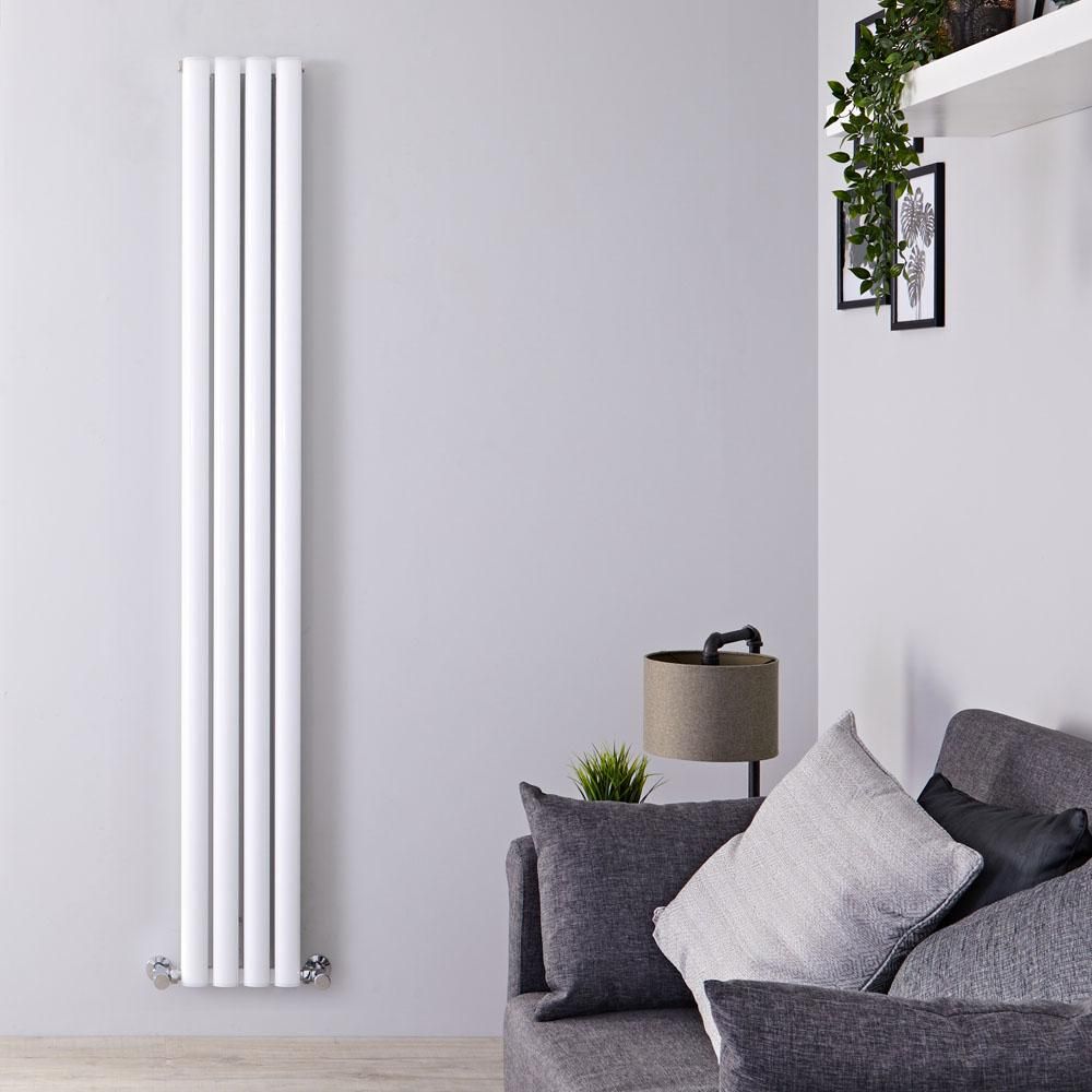 Hudson Reed Revive – Aluminium Design Heizkörper Vertikal (Doppellagig) | 1800mm x 230mm - Weiß