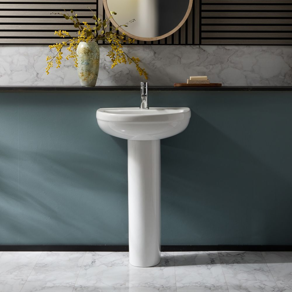 Covelly 500mm Säulenwaschbecken – 1-Hahnloch