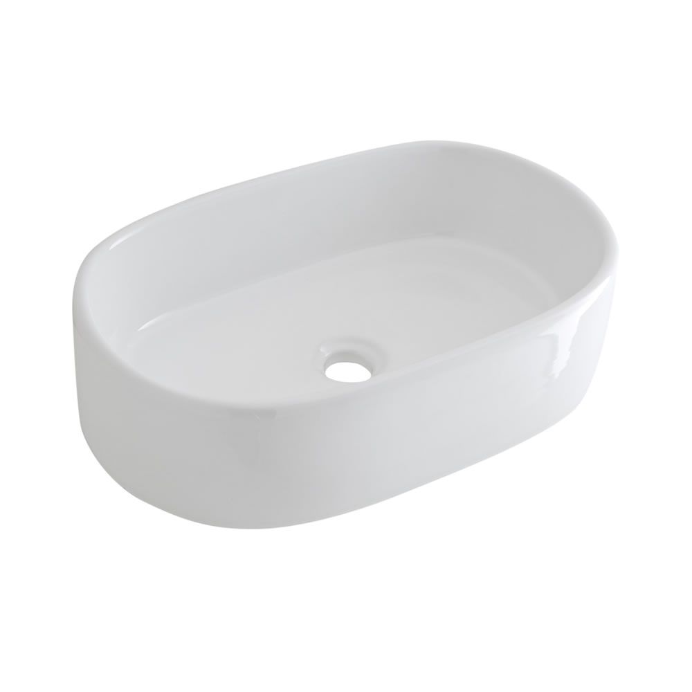 Aufsatzwaschbecken, oval, 480mm x 350mm - mit Unterputz-Einhebelmischer - Otterton