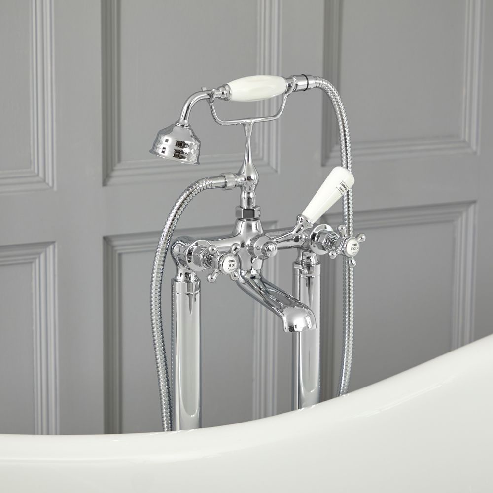 Hudson Reed Elizabeth - Freistehende Retro Badewannenarmatur - inkl. Handbrause - Finish wählabar