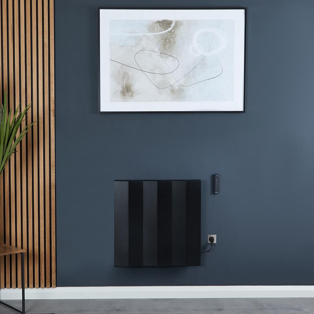 Elektrischer Design Heizkörper Horizontal Schwarz 600mm x 600mm - mit Stecker - Notus V
