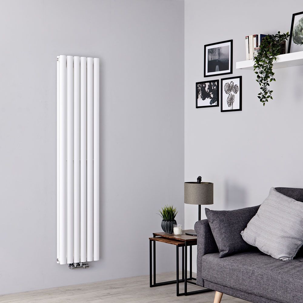 Hudson Reed Revive – Aluminium Design Heizkörper Vertikal (Doppellagig) Mittelanschluss | Größ wählbar - Weiß