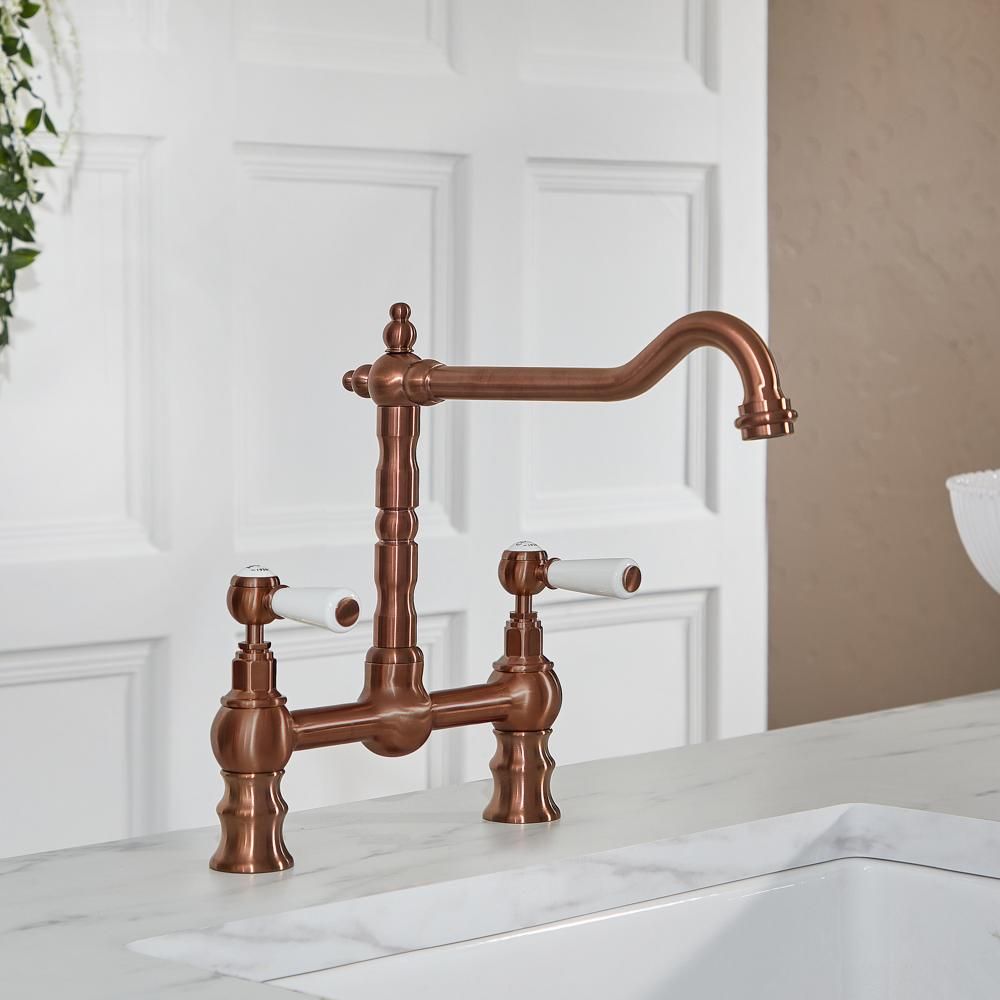 Hudson Reed Elizabeth - Traditionelle Küchen-Brückenarmatur (gerade) - inkl. schwenkbarem Hahn (gerade) - Farbe wählbar