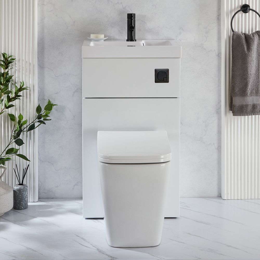 2-in-1-Waschbecken- und WC-Element 500mm x 890mm mit Milton-WC | Farbe wählbar - Cluo