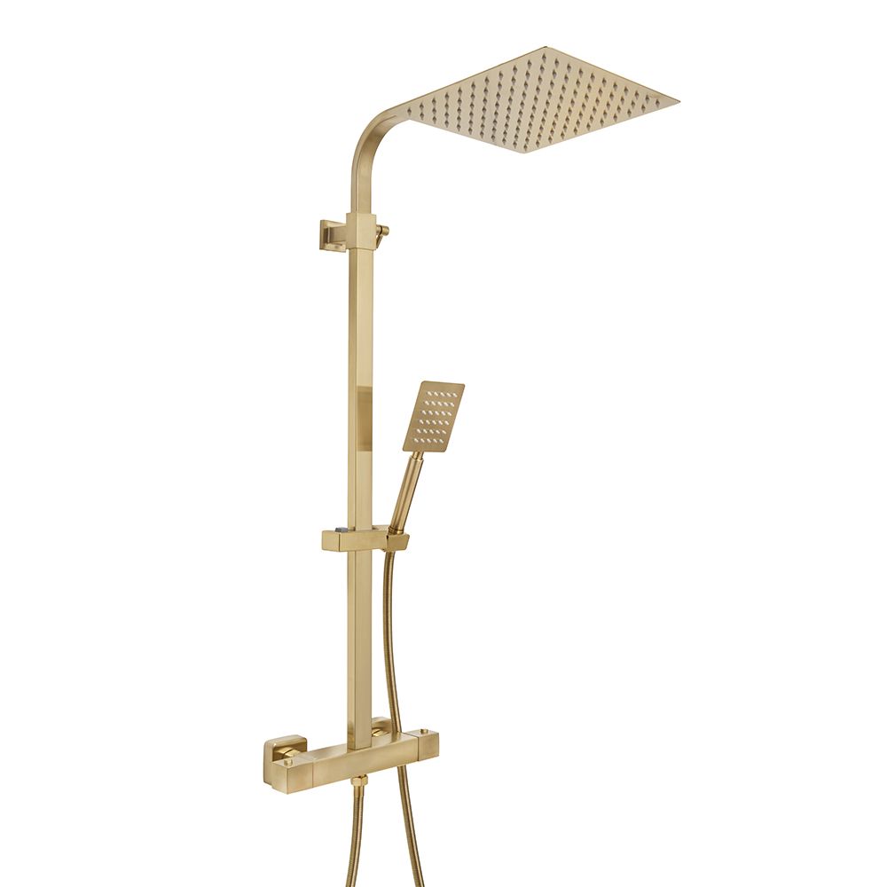 Thermostatische Duschsäule inkl. eckigem Duschkopf und Handbrause – Farbe wählbar - Arvel