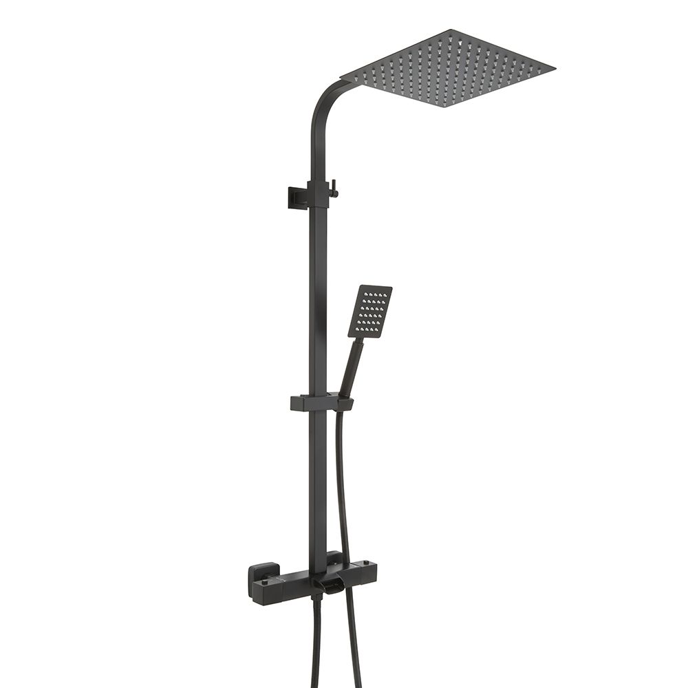 Thermostatische Duschsäule mit Wanneneinlauf inkl. eckigem Duschkopf und Handbrause – Farbe wählbar - Tolima