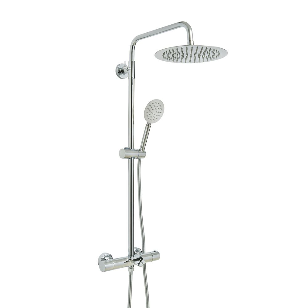 Thermostatische Duschsäule mit Wanneneinlauf inkl. rundem Duschkopf und Handbrause – Farbe wählbar - Arlo