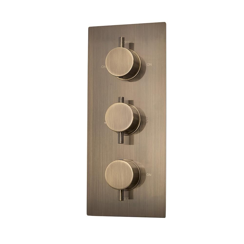 Unterputz-Thermostat für 3 Verbraucher, mit Umsteller – Gebürstetes Messing – Clarus