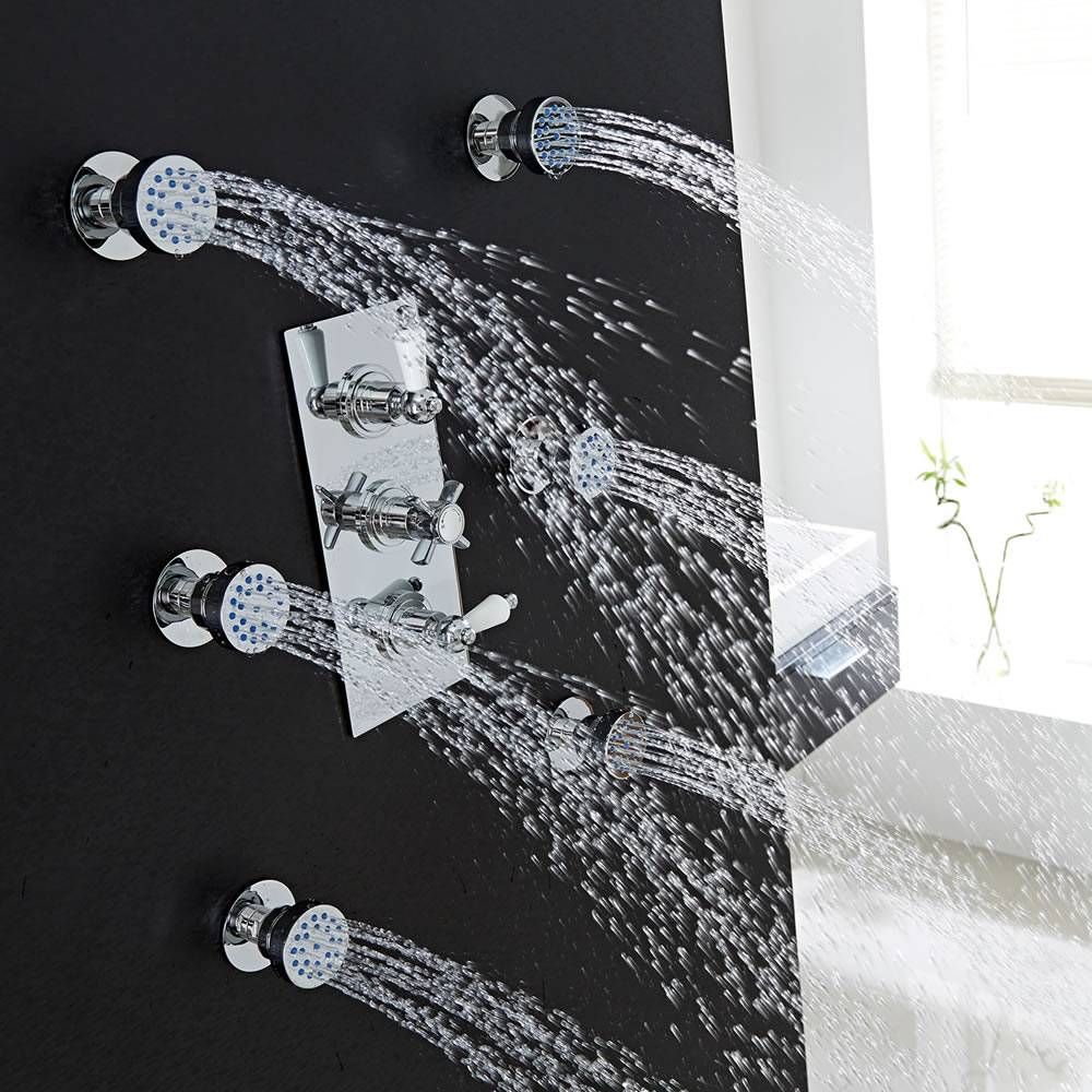 6x Seitenbrausen Rund zur Aufputzmontage Chrom - Como
