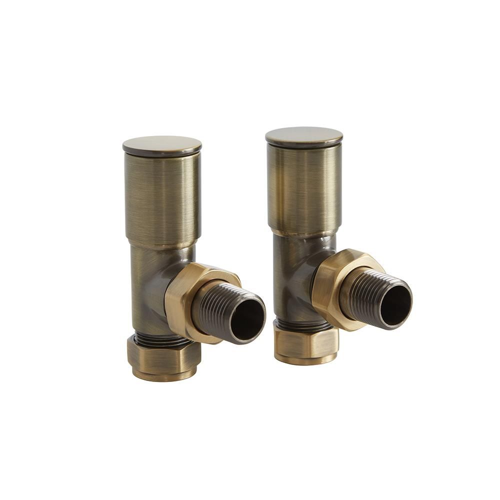 Heizkörper-Winkelventile, Paar für 15mm Kupferrohre – gebürstetes Gold