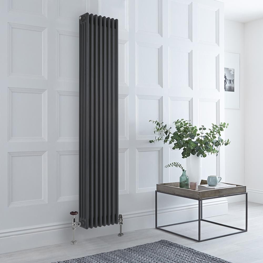 Traditioneller Gliederheizkörper (4-lagig), vertikal – 1800mm x 380mm, 2126W – Anthrazit – Regent