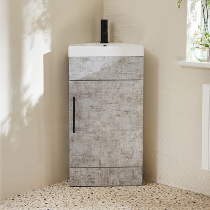 Eck-Waschtischunterschrank mit Waschbecken 450mm (Farbe wählbare) - Farbe und Design der Griffe wählbar – Cluo