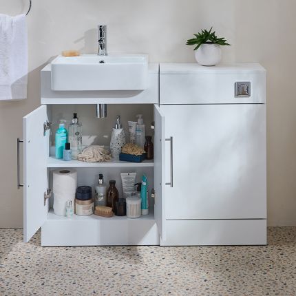 Hudson Reed Cluo - 1050mm Moderne Waschtisch-WC-Kombination - Auswahl an Oberflächen, Griffen und WC-Becken
