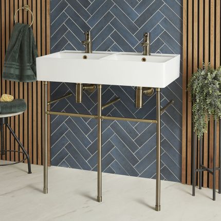 Waschbecken mit Metallgestell | Farbe und Größe wählbar – Halwell