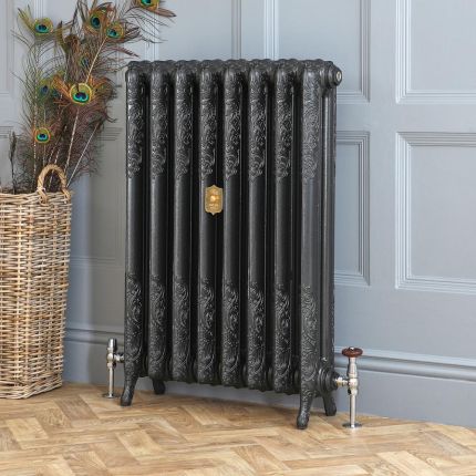 Gusseisen-Heizkörper – Höhe 510mm, Breite auswählbar – antike Graphit-Optik – Charlotte