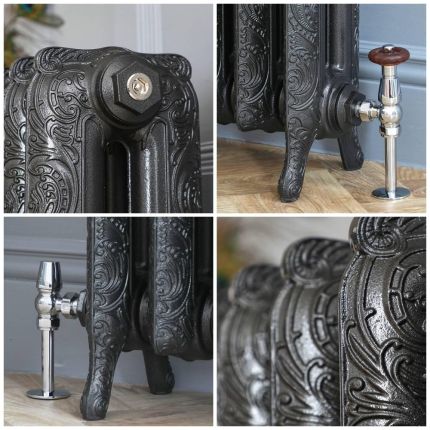 Gusseisen-Heizkörper – Höhe 950mm, Breite auswählbar – antike Graphit-Optik – Charlotte