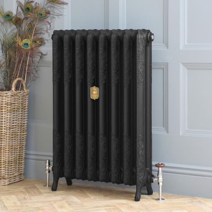 Gusseisen-Heizkörper – Höhe 950mm, Breite auswählbar – schwarze Schiefer-Optik – Charlotte