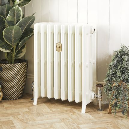 Gusseisen-Heizkörper (4-Säulen) – Höhe 660mm, Breite auswählbar – Porzellanweiß – Isabel