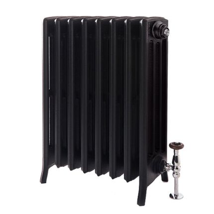 Gusseisen-Heizkörper (4-Säulen) – Höhe 760mm, Breite auswählbar – schwarze Schiefer-Optik – Isabel