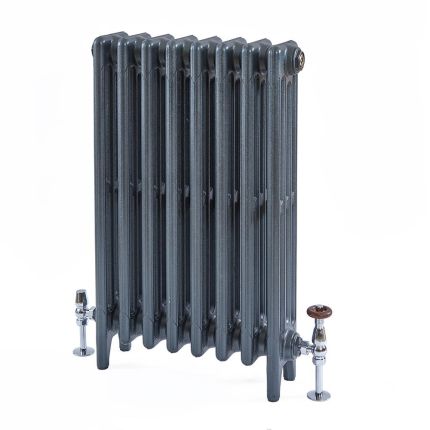 Gusseisen-Heizkörper (4-Säulen) – Höhe 960mm, Breite auswählbar – antike Silber -Optik – Mercury