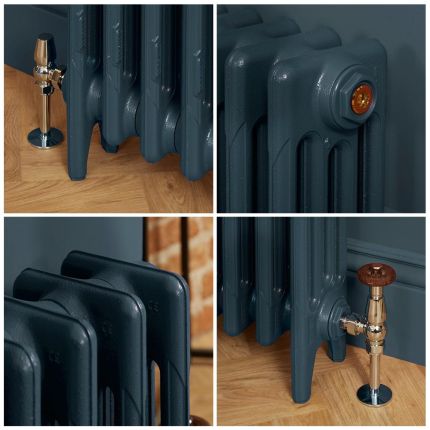 Gusseisen-Heizkörper (4-lagig) - Höhe 760mm, Breite auswählbar - Hague Blue 30 von Farrow & Ball - Mercury