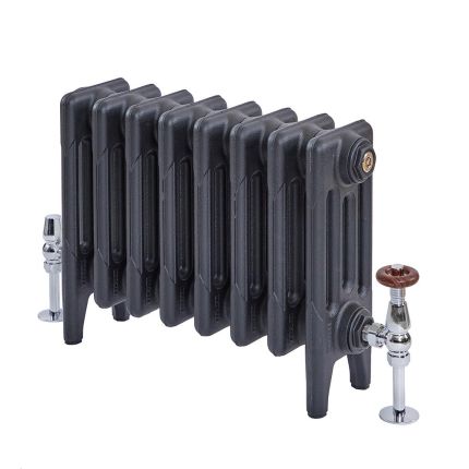 Gusseisen-Heizkörper (4-Säulig) Horizontal – Höhe 460mm, Breite auswählbar – schwarze Schiefer-Optik – Mercury