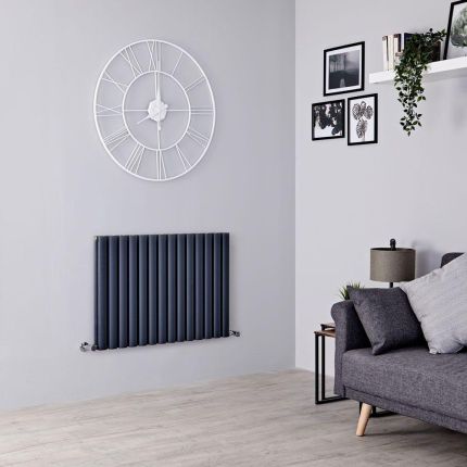Aluminium Design Heizkörper Horizontal H600mm Doppellagig Anthrazit, Breite Wählbar - Revive Air
