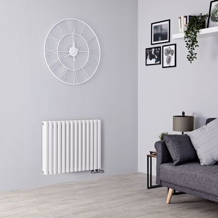 Hudson Reed Revive – Aluminium Design Heizkörper Horizontal (Doppellagig) Mittelanschluss | Größ wählbar - Weiß