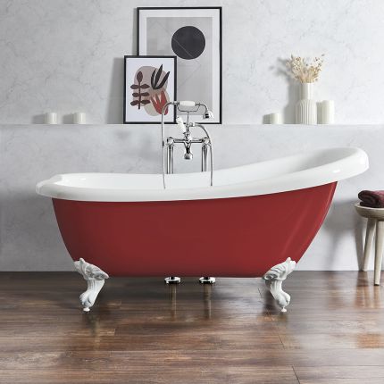 Freistehende Badewanne mit einer erhöhten Rückenschräge, 1710mm x 740mm | Farbanstich und Farbe der Füße wählbar – Oxford